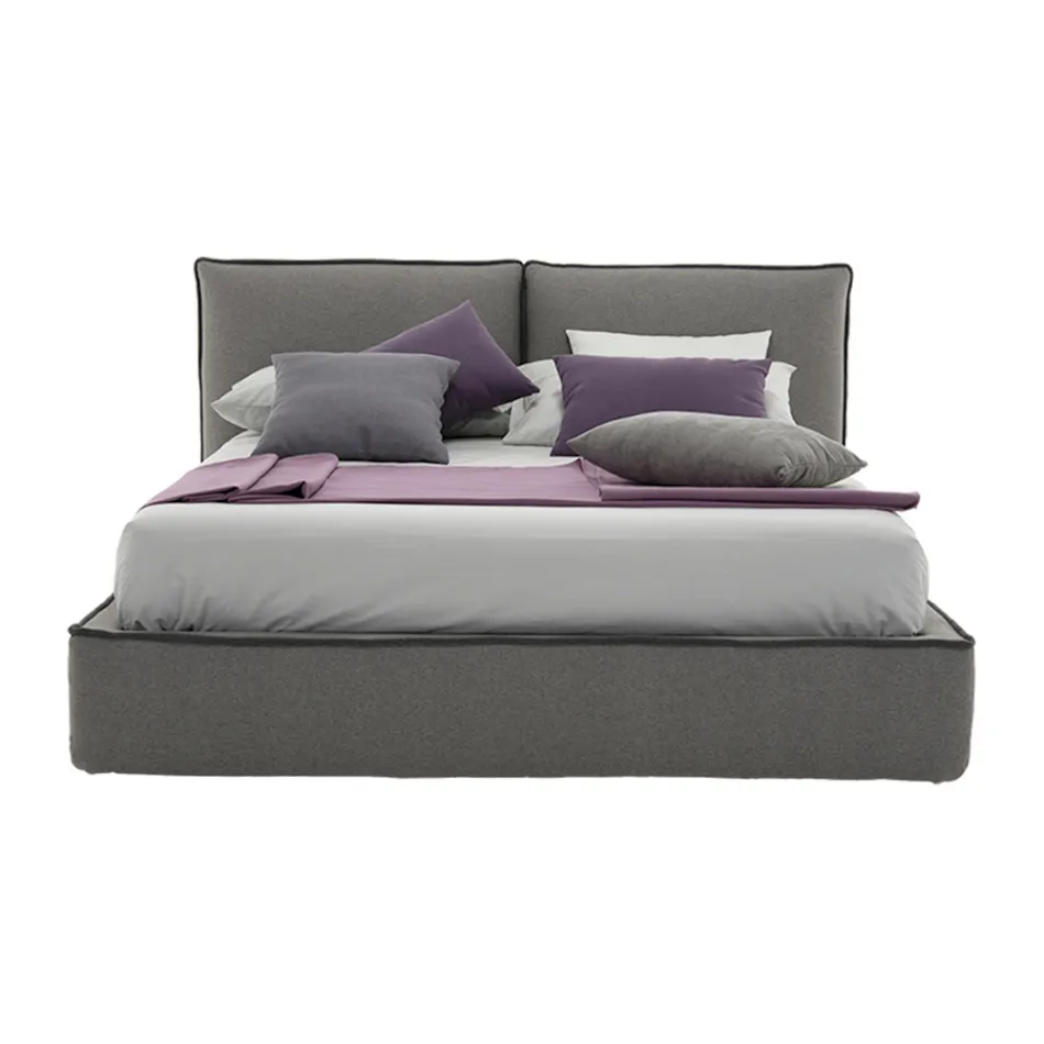 Upholstered double bed with chest of drawers in eco-leather or fabric - Notre Dame Viadurini