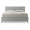 Upholstered Double Bed with Box in Fabric Made in Italy - Ciottolino