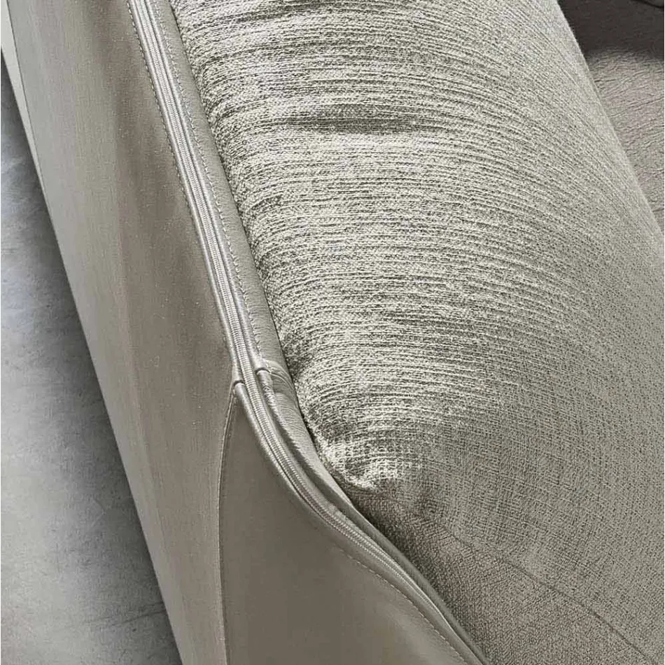 Double Bed Padded and Covered in Fabric and Leather Made in Italy - Lula Viadurini