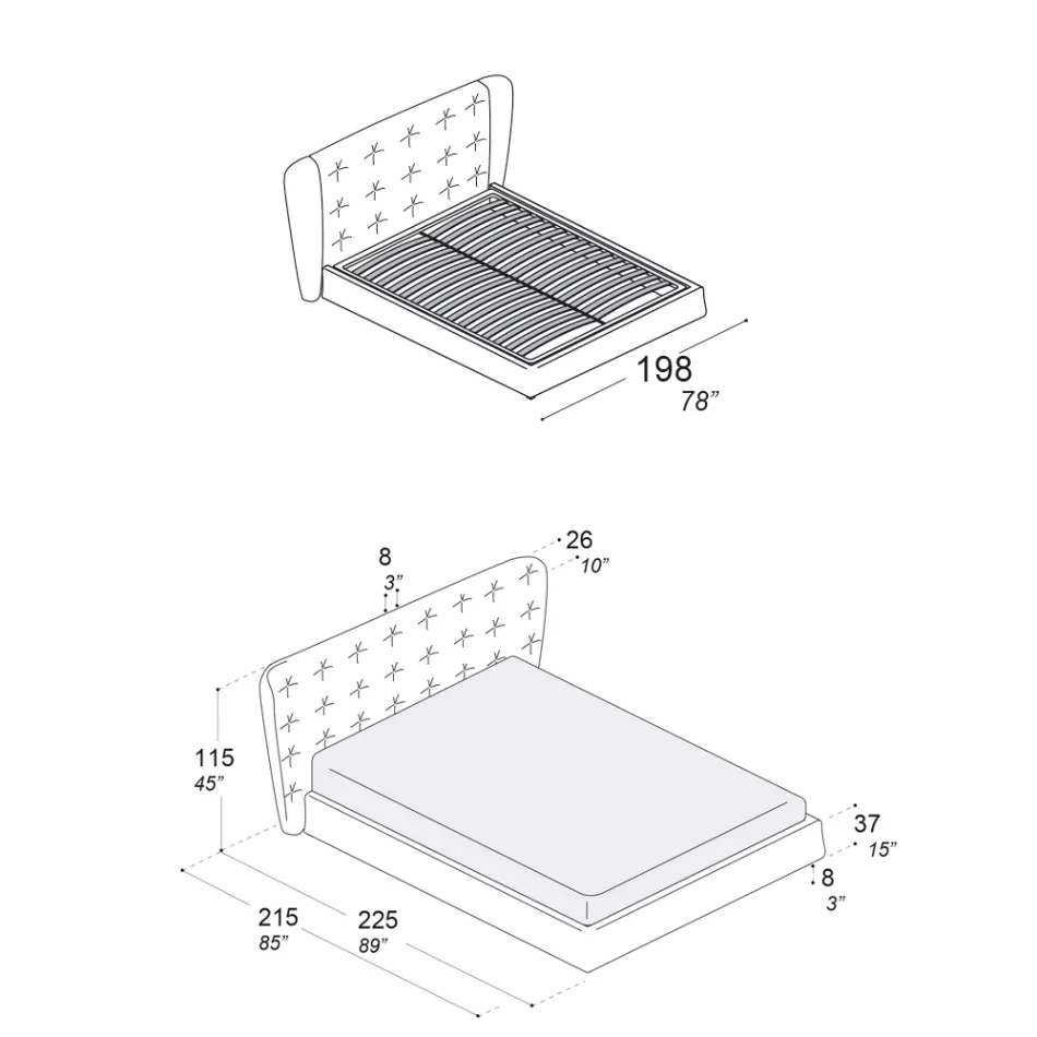Double Bed Upholstered in Polyurethane Foam Made in Italy - Capriccio Viadurini