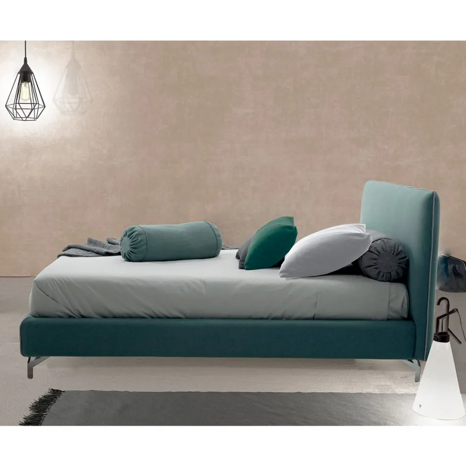 Double bed upholstered in fabric or eco-leather Made in Italy - Elettro Viadurini