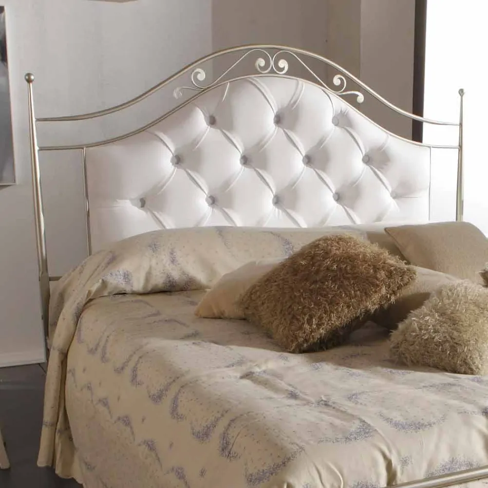 Upholstered double bed handmade in solid iron Gracie Viadurini