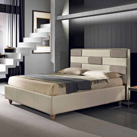 Imitation leather double bed with storage box 160x190 / 200 cm Gin Viadurini