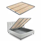 Fabric Double Bed with Box and Striped Headboard Made in Italy - Nives Viadurini