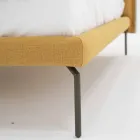Double Bed in Fabric with Metal Feet Made in Italy - Glorio Viadurini