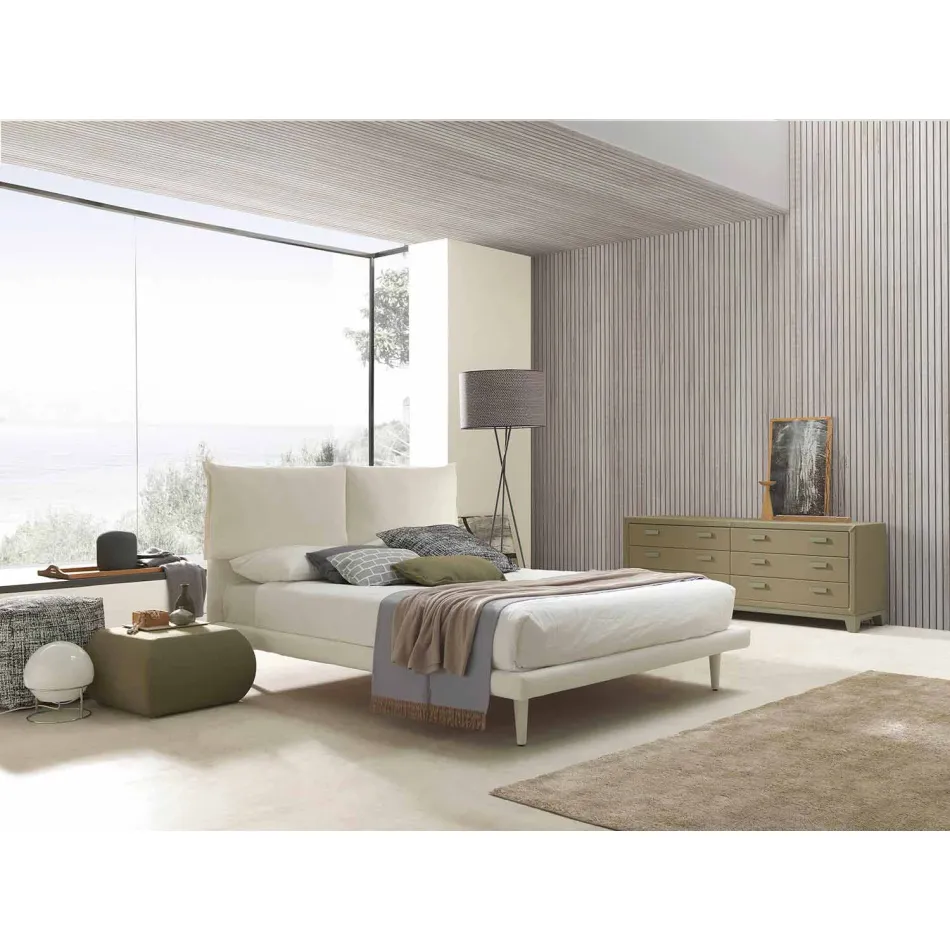 Modern double bed, thin base, Iorca by Bolzan Viadurini