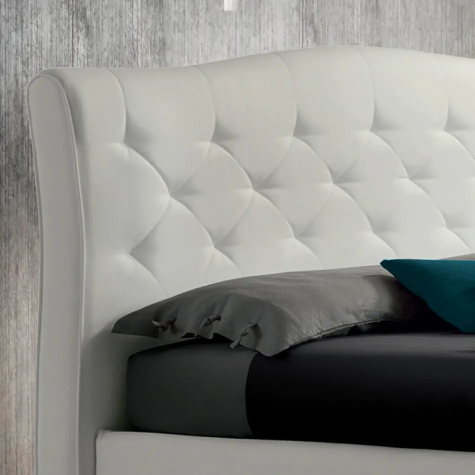 Modern Double Bed with Box and Quilted Headboard - London Viadurini