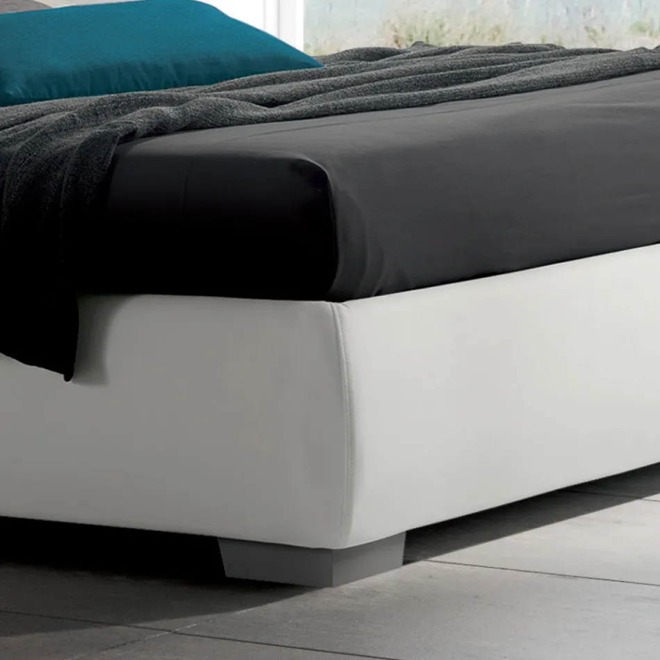 Modern Double Bed with Box and Quilted Headboard - London Viadurini