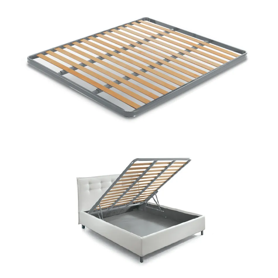 Modern Double Bed with Box and Quilted Headboard - London Viadurini