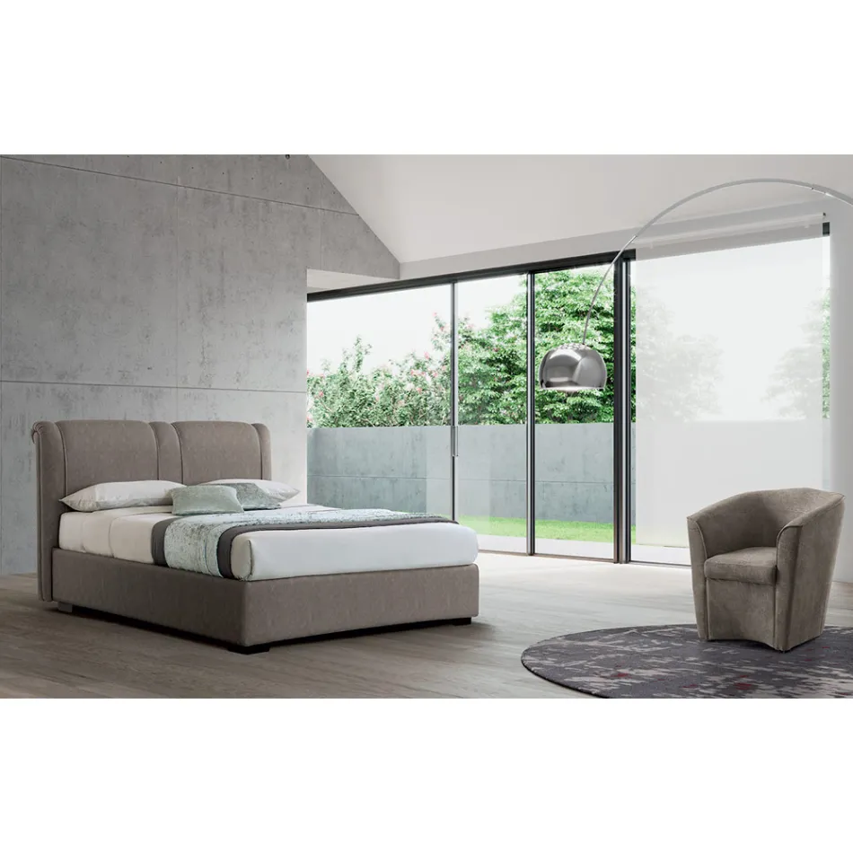 Modern Double Bed with Fireproof Leather Box - Ania Viadurini