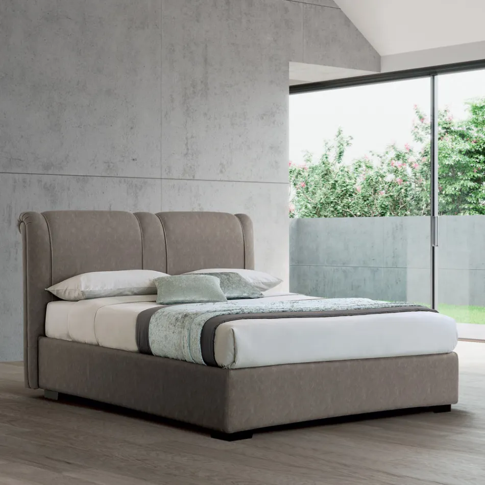 Modern Double Bed with Fireproof Leather Box - Ania Viadurini