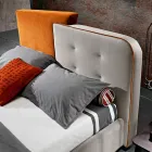 Modern Design Double Bed in Gray and Orange Velvet - Plorifon Viadurini