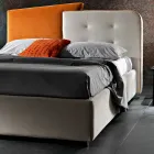 Modern Design Double Bed in Gray and Orange Velvet - Plorifon Viadurini