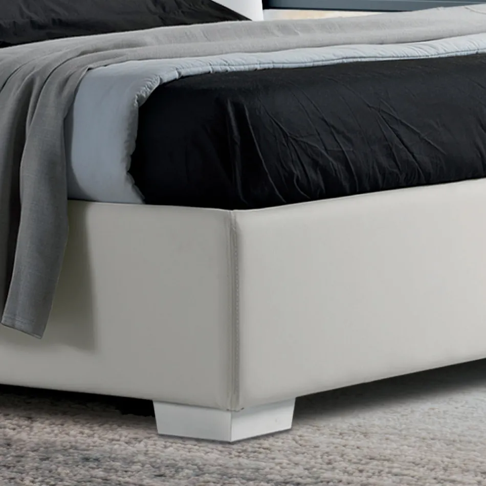 Modern Double Bed in Faux Leather with Storage - Ozzano Viadurini