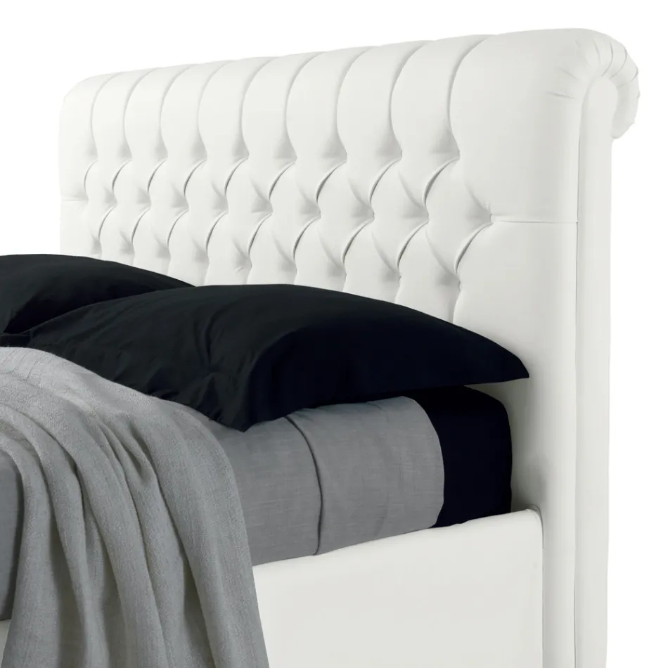 Modern Double Bed in Faux Leather with Storage - Ozzano Viadurini