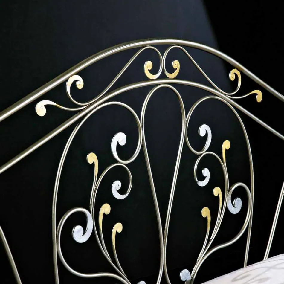 neoclassical double bed in full hand-forged iron Jessica Viadurini