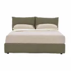 Double Bed Upholstered in Fabric with Black Feet Made in Italy - Bandola Viadurini