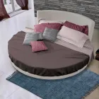 Round Design Double Bed Covered in Made in Italy Fabric - Rello Viadurini