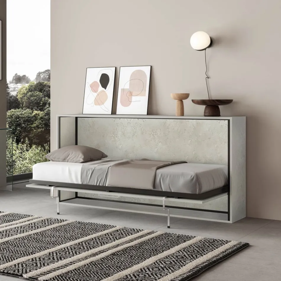 Horizontal Foldaway Single Bed Made in Italy - Collaborative Viadurini