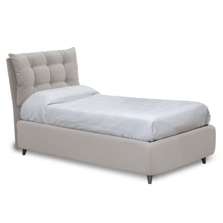 Single Bed with Padded Headboard and Feet Made in Italy - Aaron Viadurini