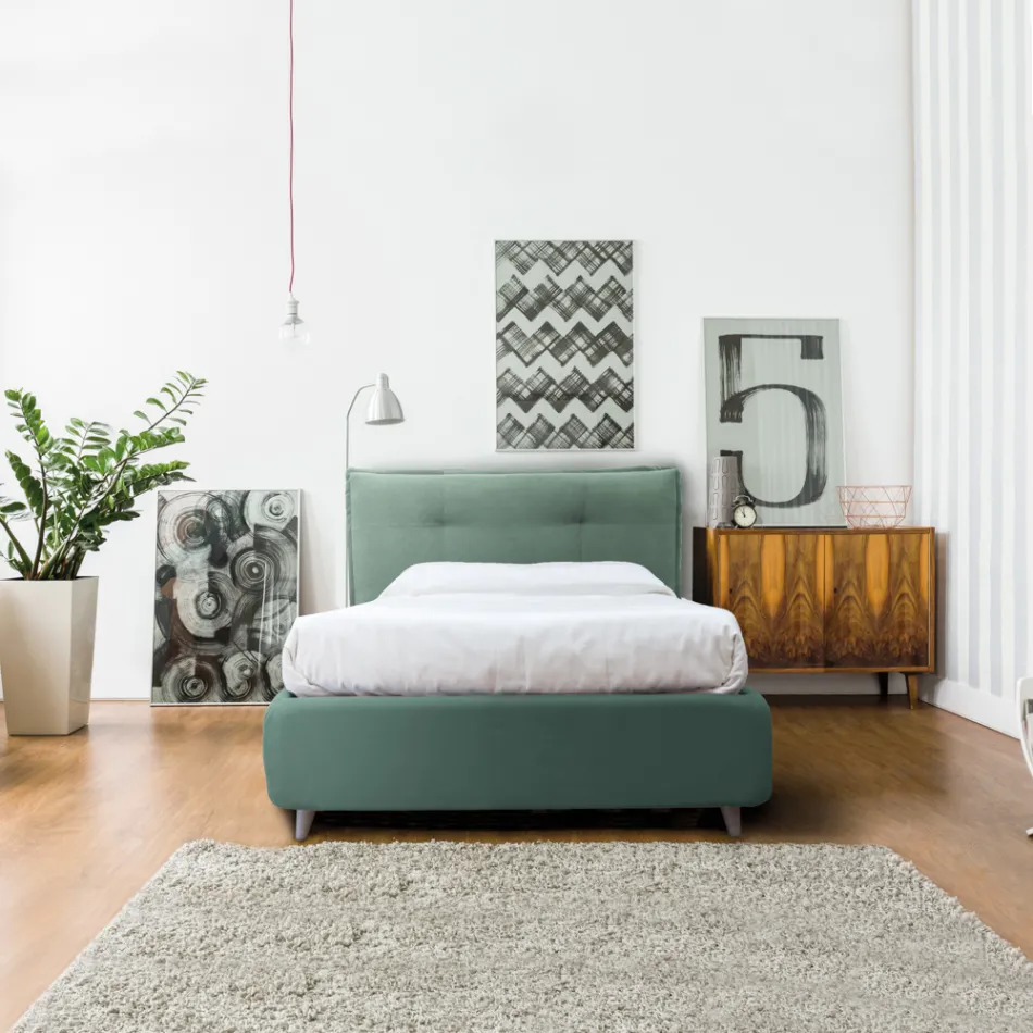 Single Upholstered Bed with Optional Storage Made in Italy - Akira Viadurini