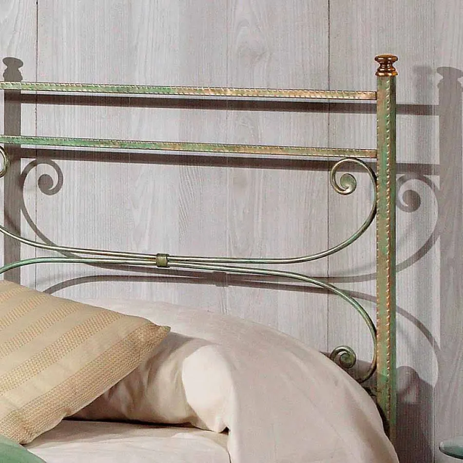 single bed in wrought iron hammered square Leila, made in Italy Viadurini