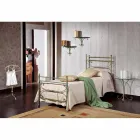 single bed in wrought iron hammered square Leila, made in Italy Viadurini