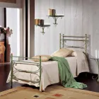 single bed in wrought iron hammered square Leila, made in Italy Viadurini
