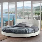 Round Design Double Bed Covered in Eco-Leather - Faenza Viadurini