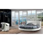 Round Design Double Bed Covered in Eco-Leather - Faenza Viadurini