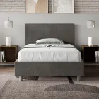 120x200 cm Queen Size Bed with Microfiber Headboard Made in Italy - Pallone Viadurini