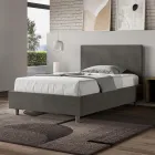 120x200 cm Queen Size Bed with Microfiber Headboard Made in Italy - Pallone Viadurini
