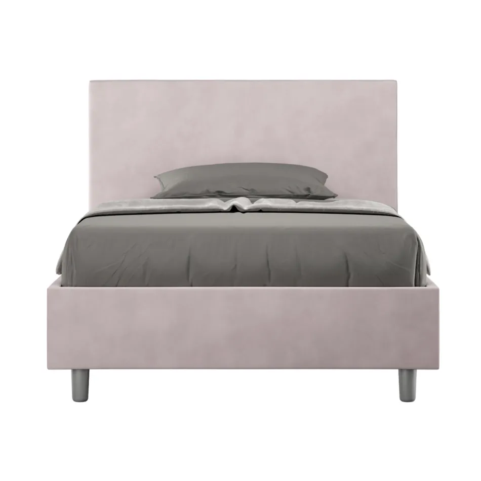 120x200 cm Queen Size Bed with Microfiber Headboard Made in Italy - Pallone Viadurini