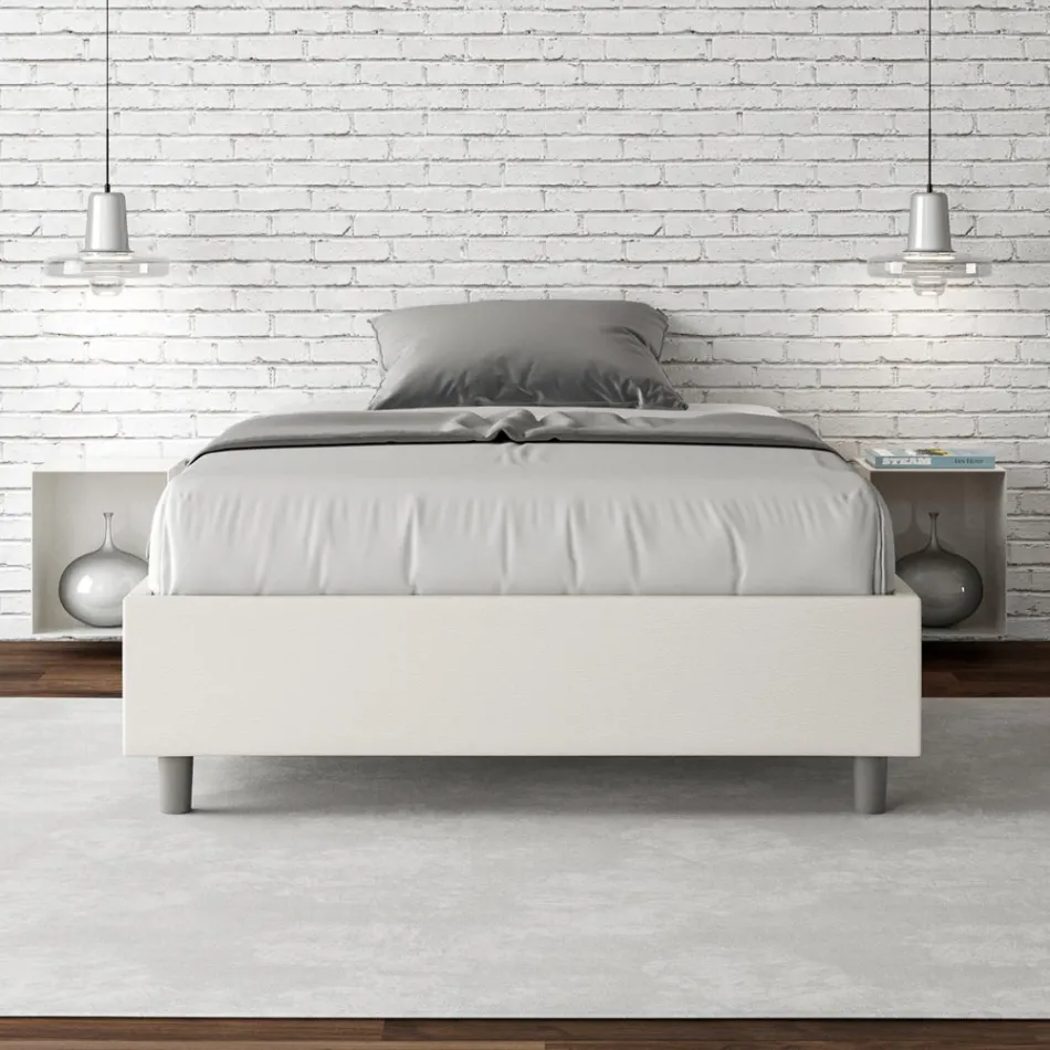 Queen-Sized Bed 120x200 cm Upholstered in Faux Leather Made in Italy - Athlete Viadurini