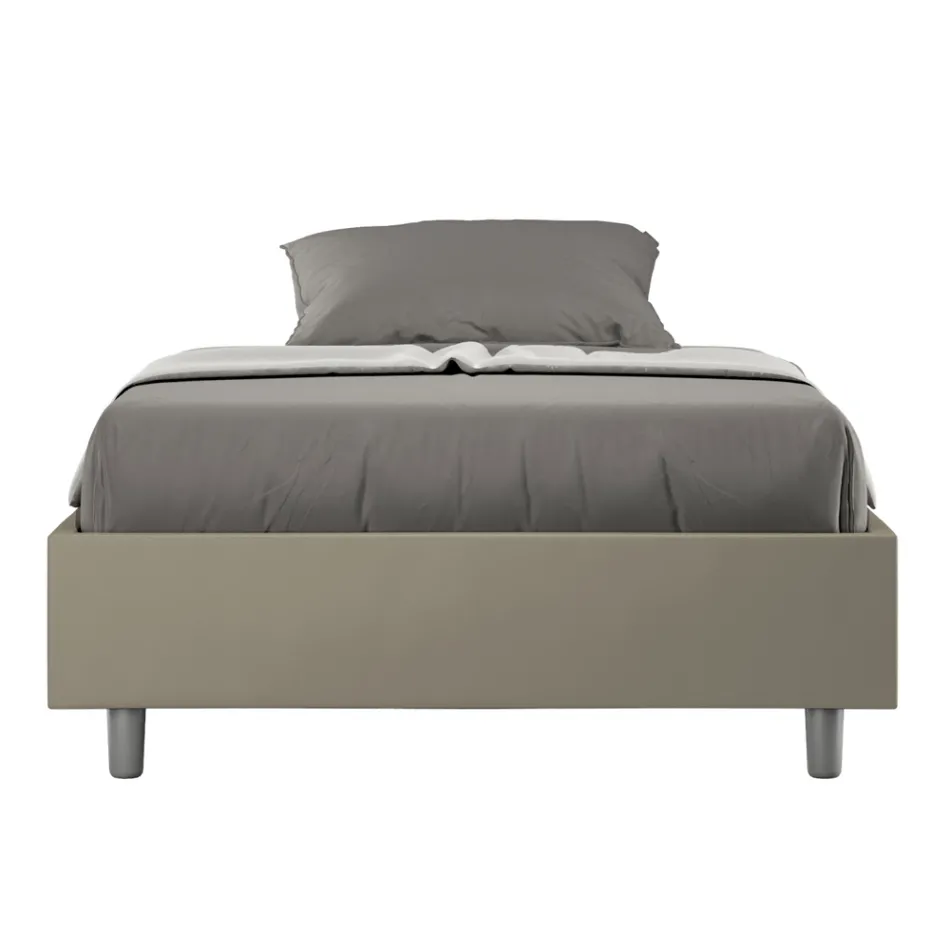 Queen-Sized Bed 120x200 cm Upholstered in Faux Leather Made in Italy - Athlete Viadurini