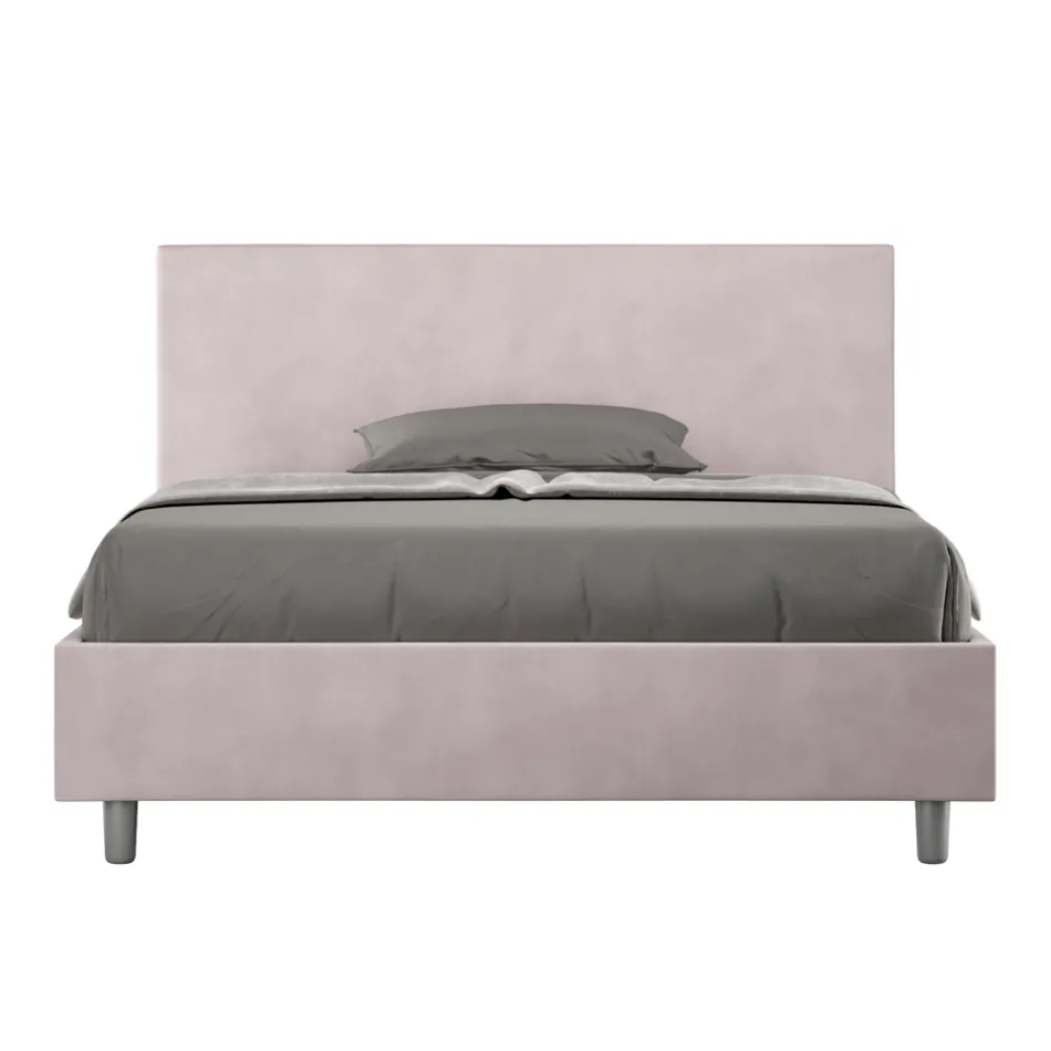 Double Bed 140x200 cm with Microfiber Headboard Made in Italy - Pallone Viadurini