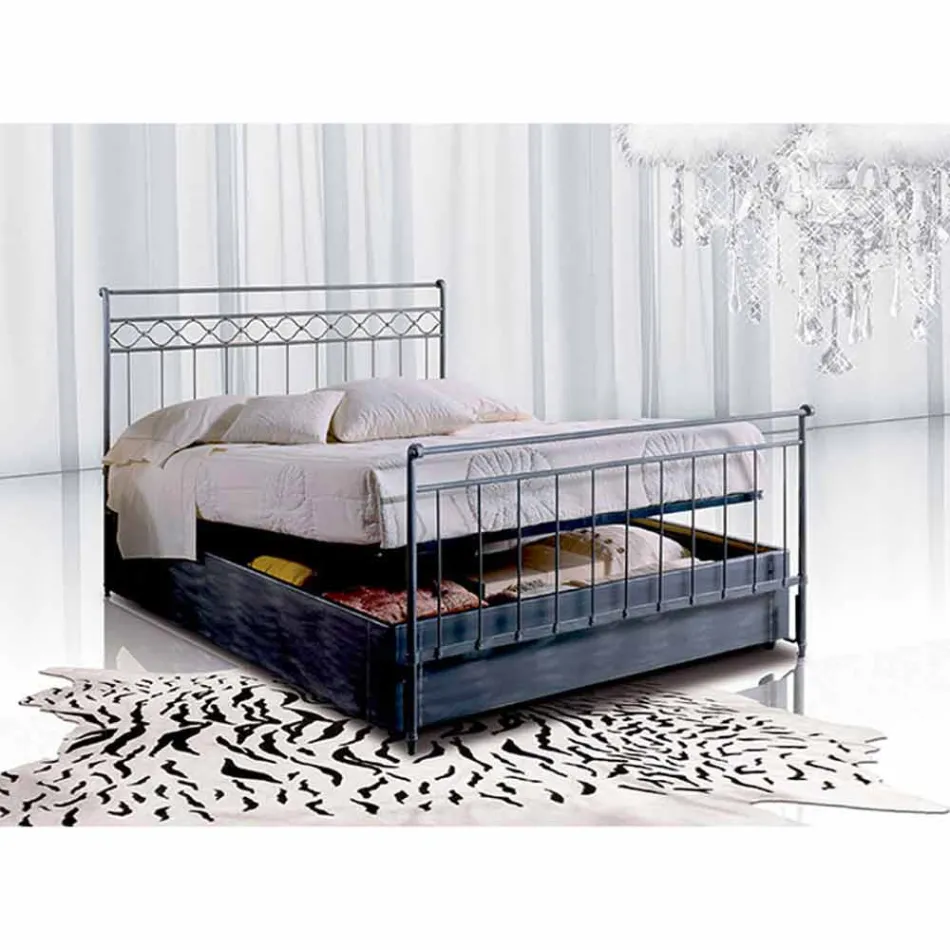 A bed and a Half Square Wrought Iron Hephaestus Viadurini