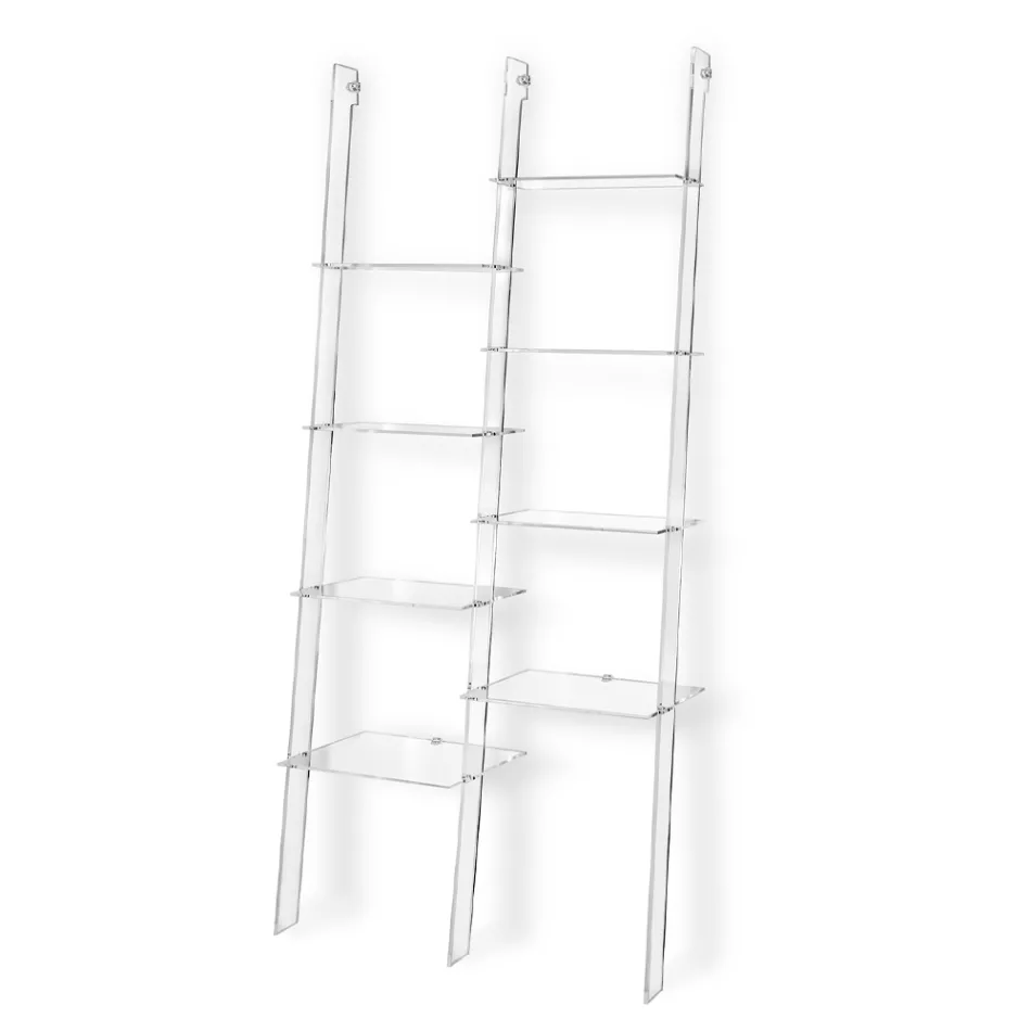 Wall Bookcase in Transparent Plexiglass Design up to 4 Elements - Trezza Viadurini