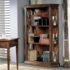 High Bookcase with Wooden Structure and Open Compartments Made in Italy - Fauno Viadurini