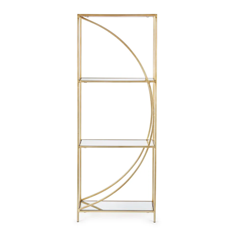 High Steel Bookcase and 3 Glass Shelves Elegant Design - Noralea Viadurini