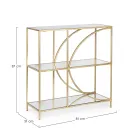 Low Steel Bookcase and 3 Glass Shelves Elegant Design - Noralea Viadurini