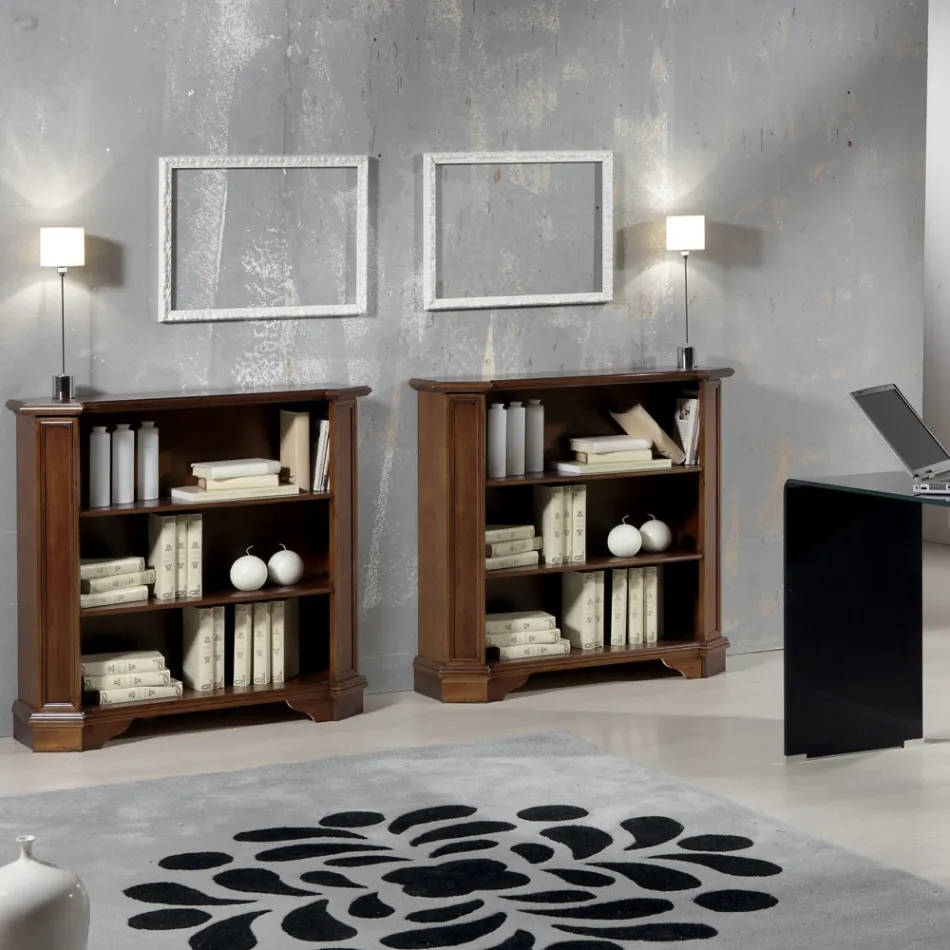 Bookcase with 3 Open Compartments in Veneered Wood Made in Italy - Epona Viadurini
