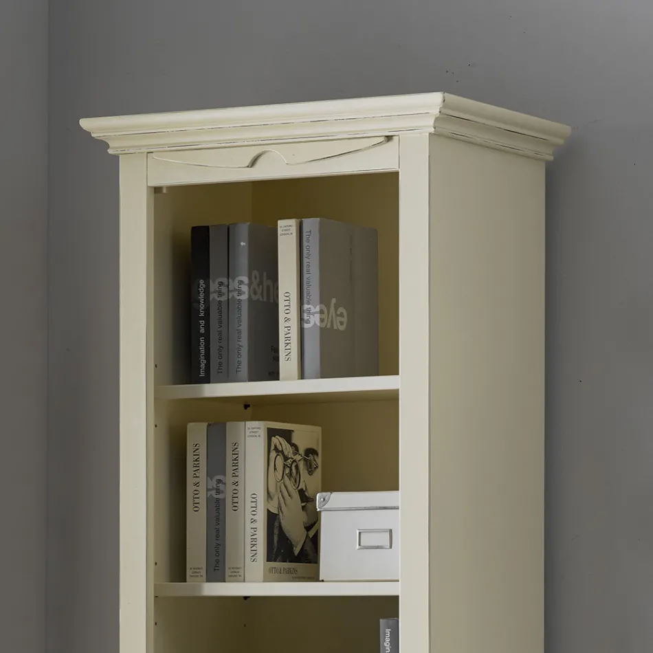 Bookcase with 4 Compartments and 1 Door Made of Wood Made in Italy - Lofn Viadurini