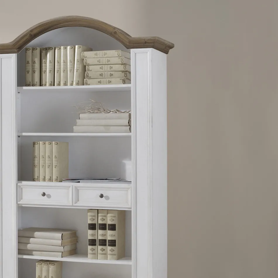 Bookcase with 6 open compartments and 2 drawers Made in Italy - Flora Viadurini