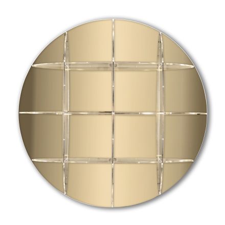 Round Wall Bookcase in Gold or Silver Plexiglass Made in Italy - Lizzy Viadurini