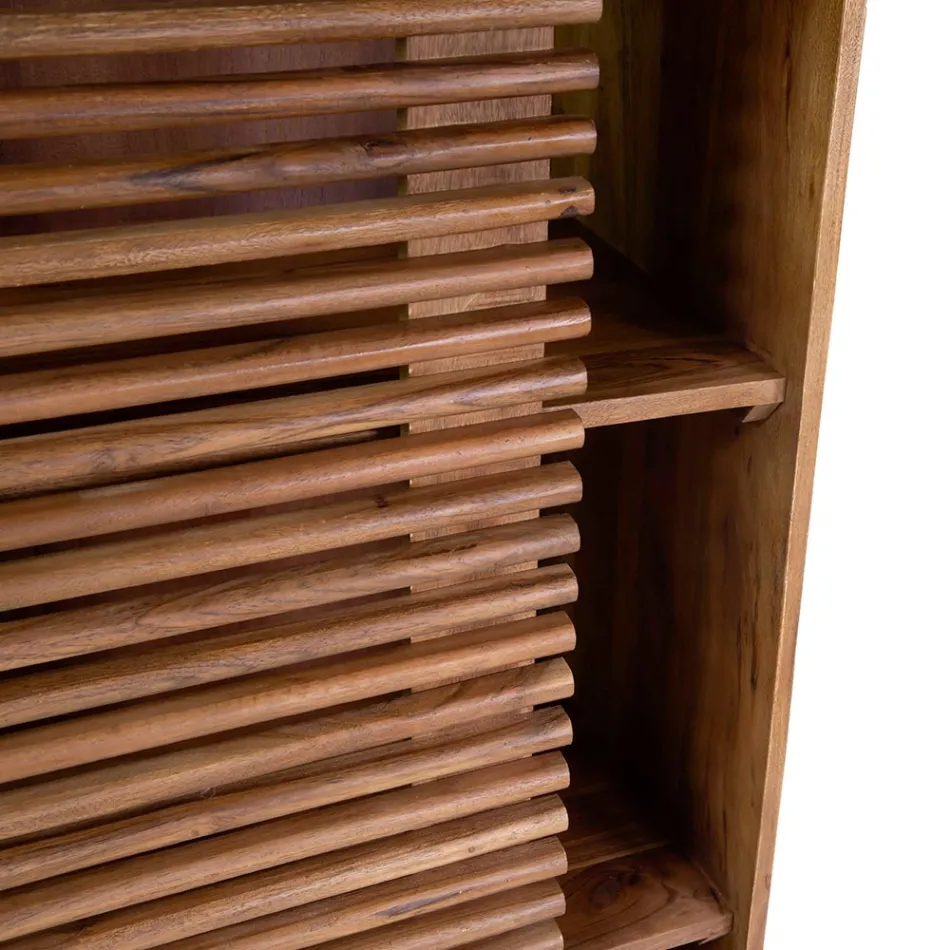 Living Room Bookcase Made of Acacia Wood - Vortice Viadurini