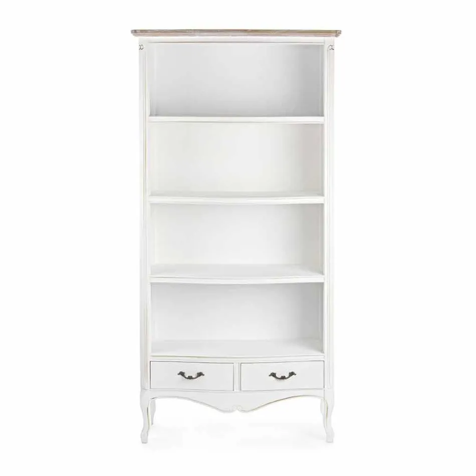 Classic Floor Bookcase in Wood with Metal Handles Homemotion - Spina Viadurini