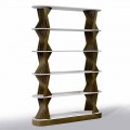 Luxury Floor Bookshelf in Wood with Stoneware Tops Made in Italy - Aspide