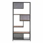 Homemotion Floor Bookcase in Painted Steel with Wooden Shelves - Borino Viadurini