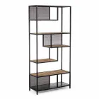 Homemotion Floor Bookcase in Painted Steel with Wooden Shelves - Borino Viadurini